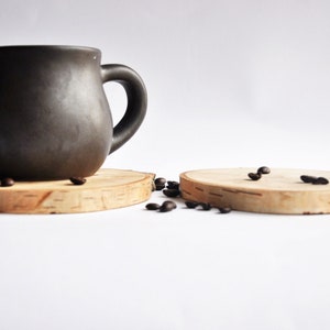 Wooden cup mat, wooden base, wood slices, birch wood slice, wooden coasters image 2