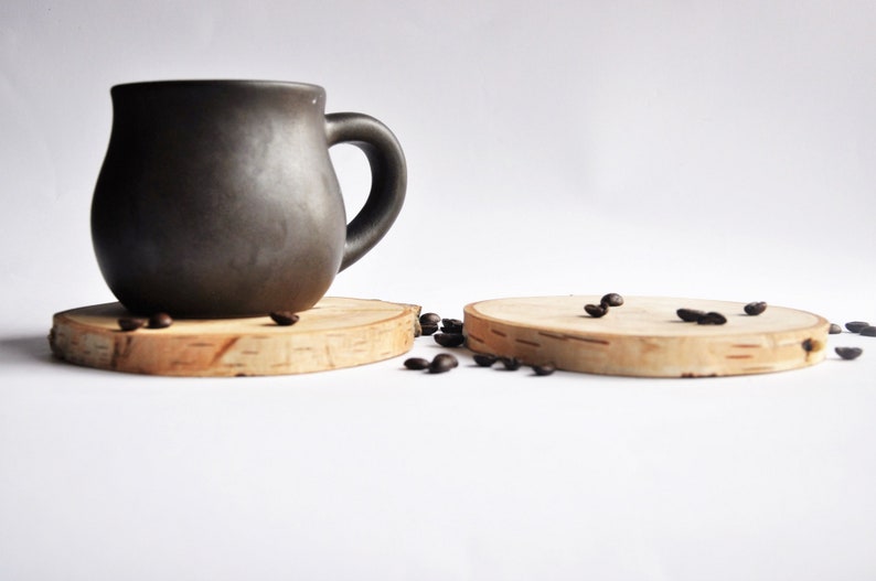 Wooden cup mat, wooden base, wood slices, birch wood slice, wooden coasters image 2