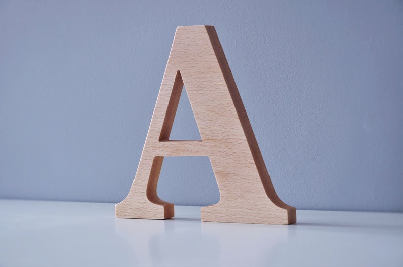 Wooden letters, wood letter, initials, wood decor, beech, ash image 1