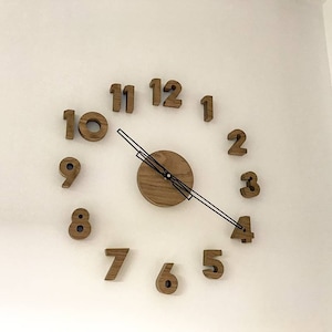 Wooden large clock, scandi, wall clock, wall hanging, wood art, oak clock, glued clock, diy wall clock, boho, natural, big, for living room