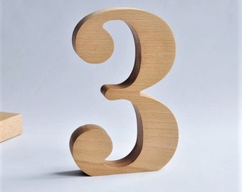Dekoracyjne drewniane cyfry, z litego drewna, cyfry na stół, cyfra, cyferka, numer domu, ozdoby z drewna, stojące, wiszące