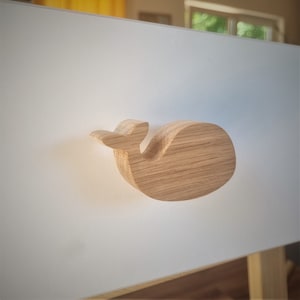 Wooden Furniture Handles, Oak Knob, Handle, Wood Furniture Knobs, WHALE Pattern, Sea Animals, Ocean, Kids room decor, Ikea door handle, knob