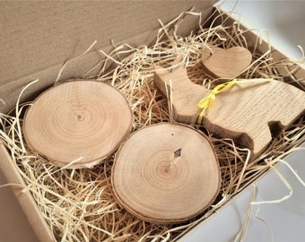 Coffret cadeau de Pâques, décorations et décorations de Pâques en bois, chêne, pour un cadeau