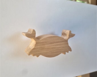 Poignées de meubles en bois, bouton de chêne, poignée, boutons de meubles en bois, motif de crabe, animaux marins, océan