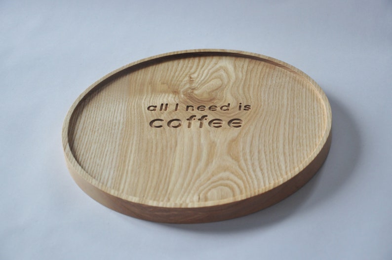 Wooden tray, coffe tray, wood decor, all i need is coffee 画像 4