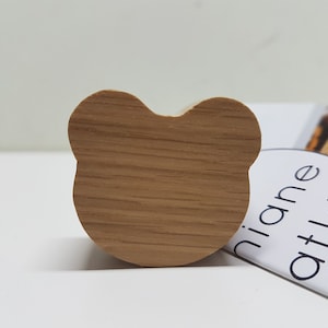 Wooden furniture handles, wooden furniture knobs, forest animals, teddy bear pattern, bear, ikea furniture handles, boho, rustic, oak