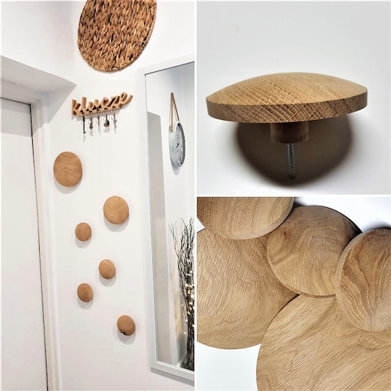 Perchas de pared con puntos lunares setas perchas para ropa