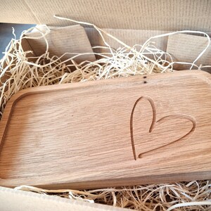 Wooden tray with engraving, small oak tray made of solid wood, gift for her, wife, for Valentine's Day image 5