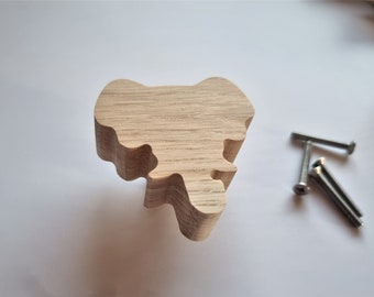 Oak knobs, modern knobs, pull and drawer, wardrobe knobs for kids, oak knobs, safari animals, elephant