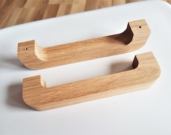 Poignées en bois pour meuble, chêne, en bois, entraxe 128mm