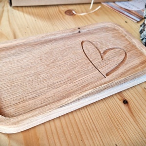 Wooden tray with engraving, small oak tray made of solid wood, gift for her, wife, for Valentine's Day image 4