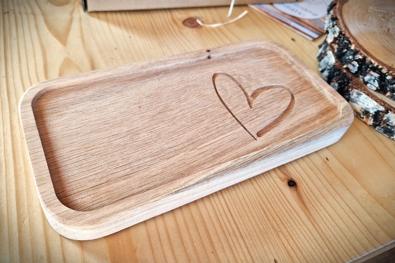 Wooden tray with engraving, small oak tray made of solid wood, gift for her, wife, for Valentine's Day image 4