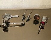 Vintage Chrome Barware Tools Double Sided Jigger, 4 Bottle Pourers, and a Strainer