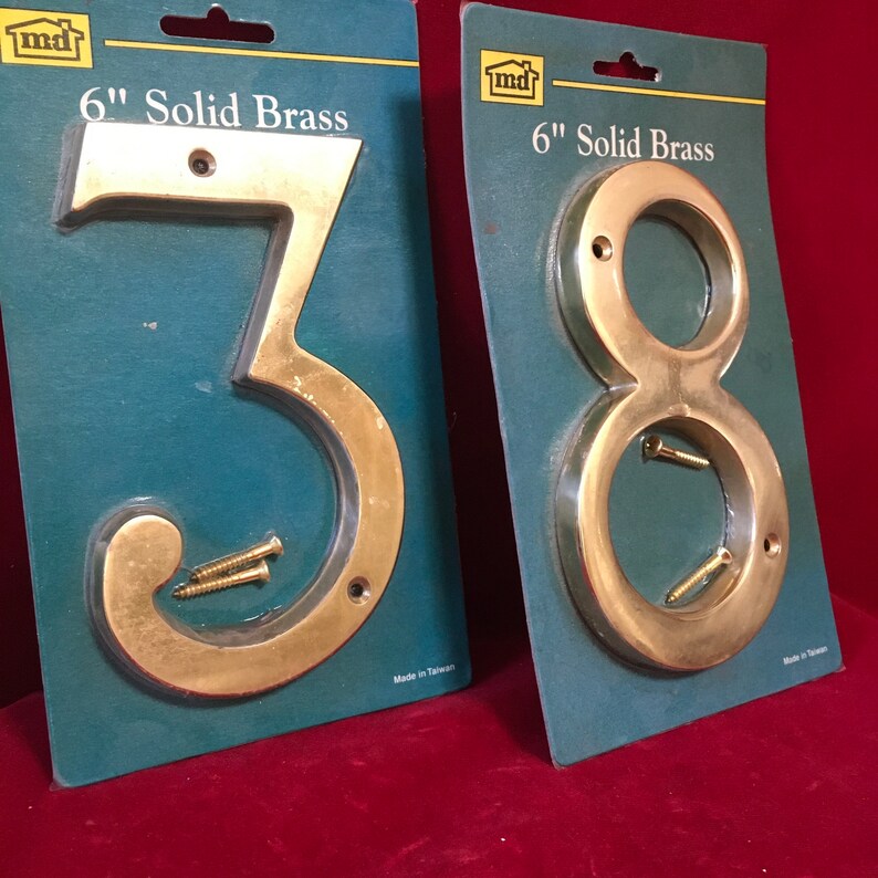 Vintage 6 Solid Brass .5 thick Brass House Numbers Eight Etsy