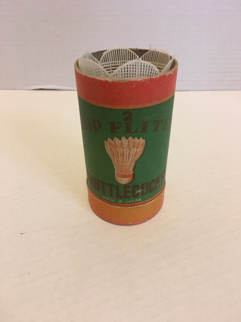 Vintage Top Flight Shuttlecocks Cardboard Can of 3 Shuttlecocks Badminton