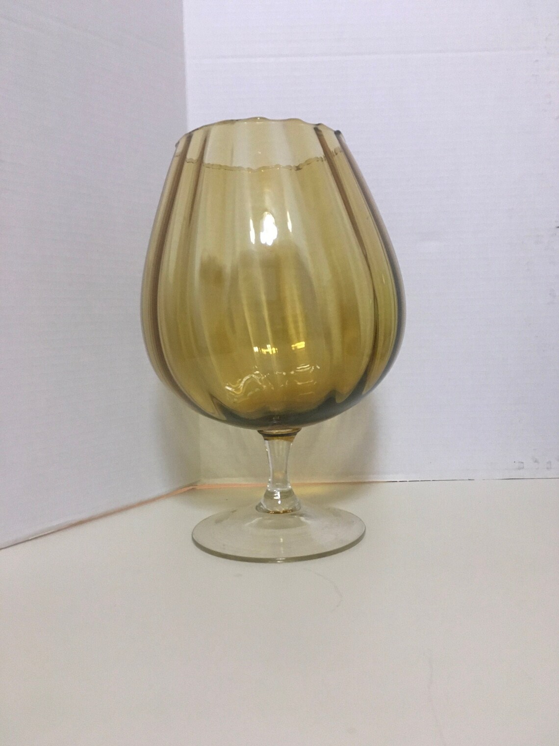 Vintage Giant Brandy Snifter Vase 12 Amber Optic Mid Etsy