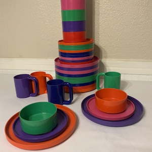 Heller, Ware, Massimo, Vignelli, Plates, Bowls, Mugs, 1970s, Melamine, Dinner, Ware,