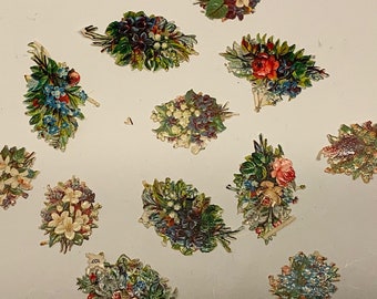 Vintage, Floral, Stickers, 1950's, Paper, 12 total