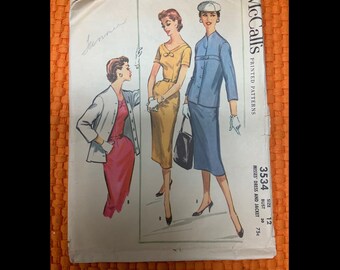 Vintage, Sewing, Pattern, McCall's, 1950's, 3534, Misses, Dress, Jacket, Size, 12, 1955