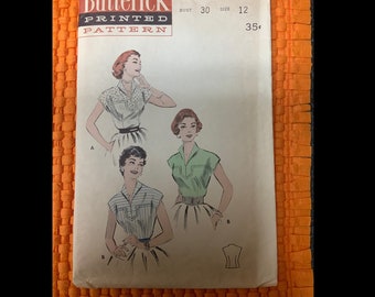 Vintage, Sewing, Pattern, Butterick, 1940's, Misses, Blouse, Cropped, Sleeve, 7163, Size, 12,