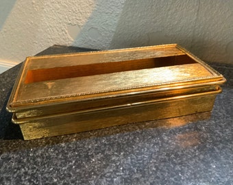 Stylebuilt, Tissue, Box, Holder, Facial, Gold, Vintage, Vanity, 1960's