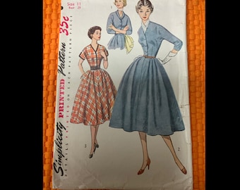 Vintage, Sewing, Pattern, Simplicity, 1950's, Junior Misses, Misses, 4369, One, Piece, Dress, Size, 11