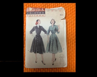 Vintage, Sewing, Pattern, Butterick, 1950's, Coat Dress, 6304, Size, 12, Dresses, Women's