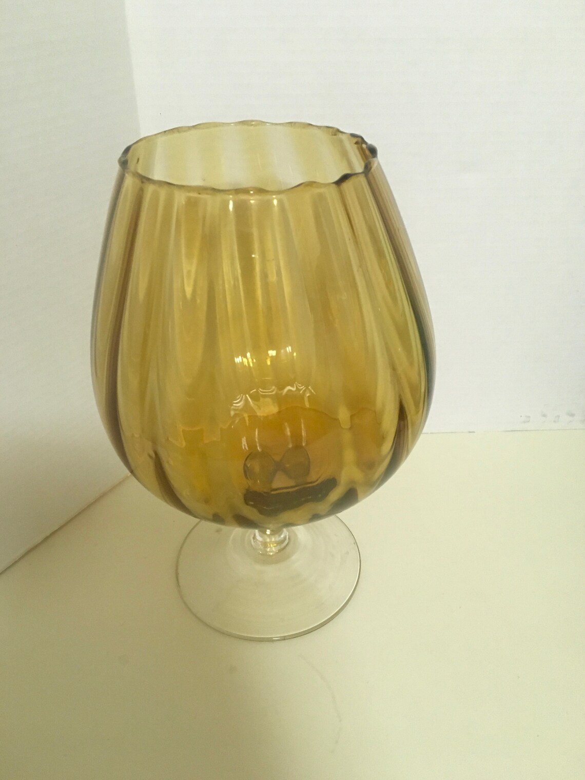 Vintage Giant Brandy Snifter Vase 12 Amber Optic Mid Etsy