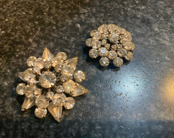 Vintage, Rhinestone, Brooches, Two, 1950's, 1960's