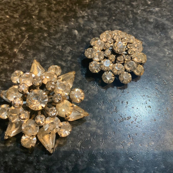 Vintage, Rhinestone, Brooches, Two, 1950's, 1960's