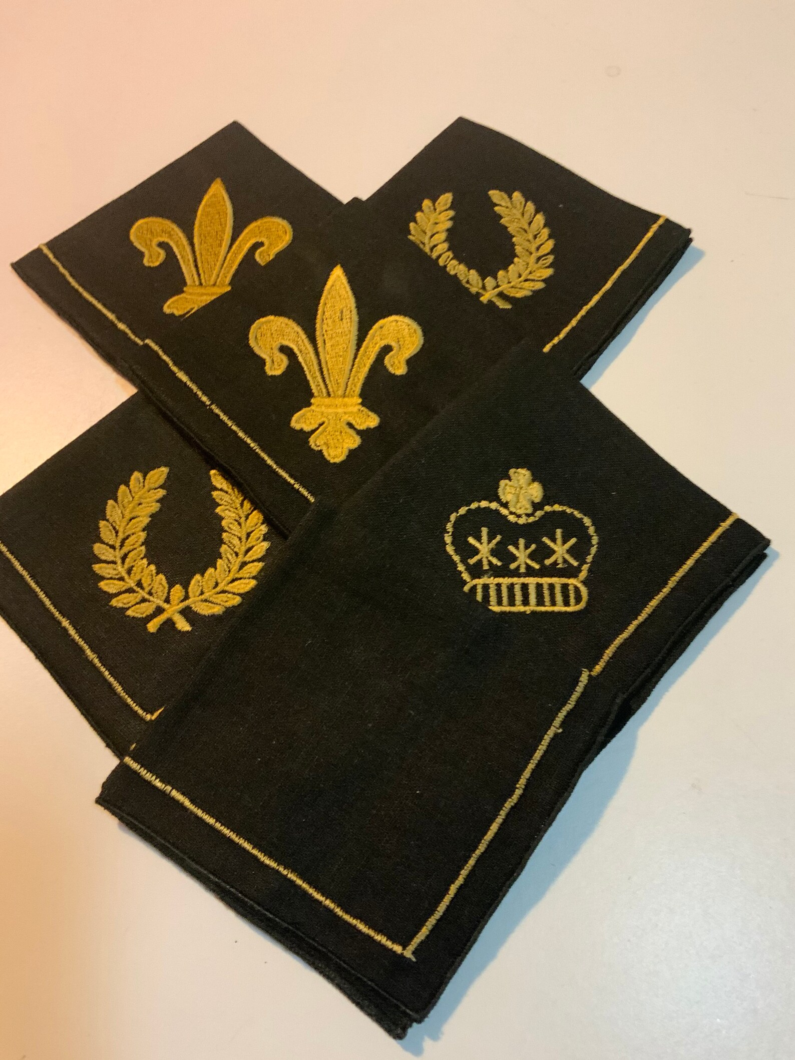 Black and Gold Cloth Cocktail Napkins Set of Six Etsy