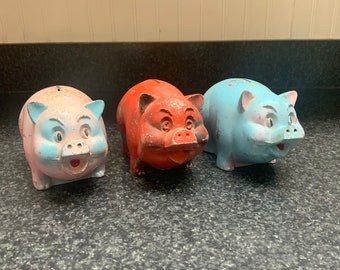 Piggy, Bank, Metal, Vintage, Your, Choice, of, Color, Pink, Red, Blue, First State Bank, Memphis, TX