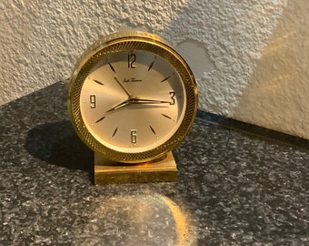 Seth Thomas, Clock, Made in Germany, Vintage, Gold, Desk, Top, MCM, Mid-Century, Modern, 1960's,