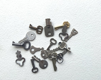 Vintage, Keys, Miniature, Antique, Small, Lock, Suit Case, Diary, Etc, Group, of, 16,