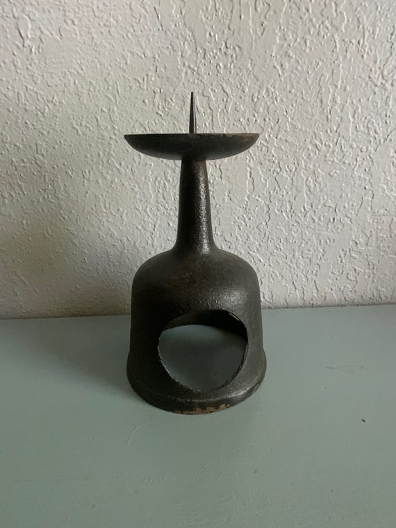 Vintage Iron Candle Holder MidCentury Pillar Candle Etsy