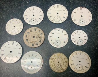 Elgin Pocket Watch Parts Faces Vintage Metal Set of 3