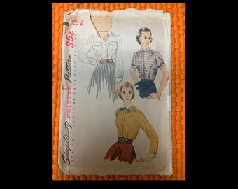 Vintage, Sewing, Pattern, Simplicity, 1950's, Blouses, 3656, Size, 12, Misses, Womens, 3, Different