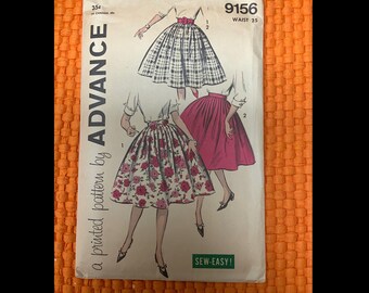 Vintage, Sewing, Pattern, Advance, 1950's, Skirts, 9156, Waist, 25, Misses, 3, Different, Styles