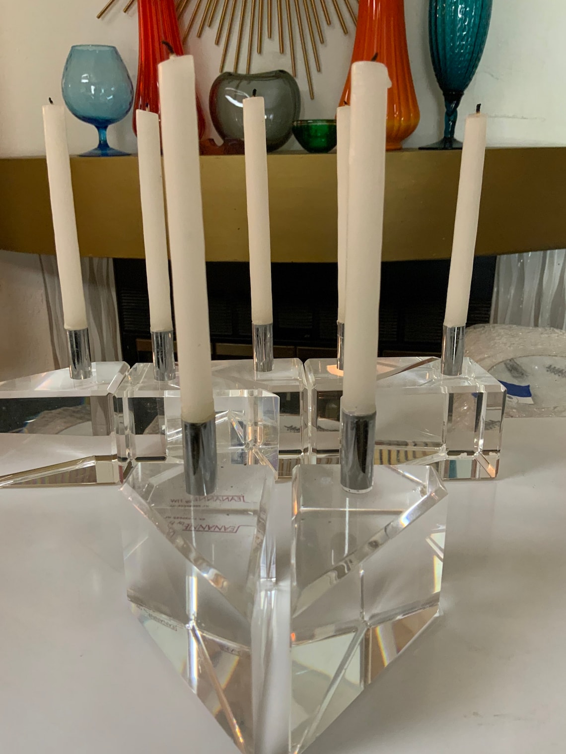 Vintage Acrylic Lucite Candle Holders w Candles One Pair Clear Etsy