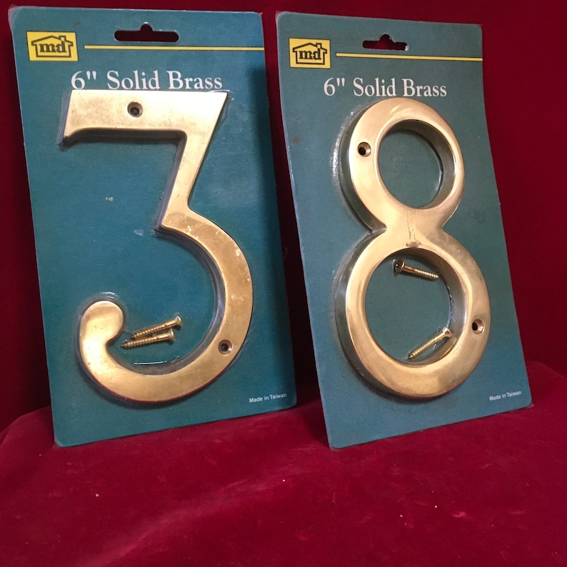 Vintage 6 Solid Brass .5 thick Brass House Numbers Eight Etsy