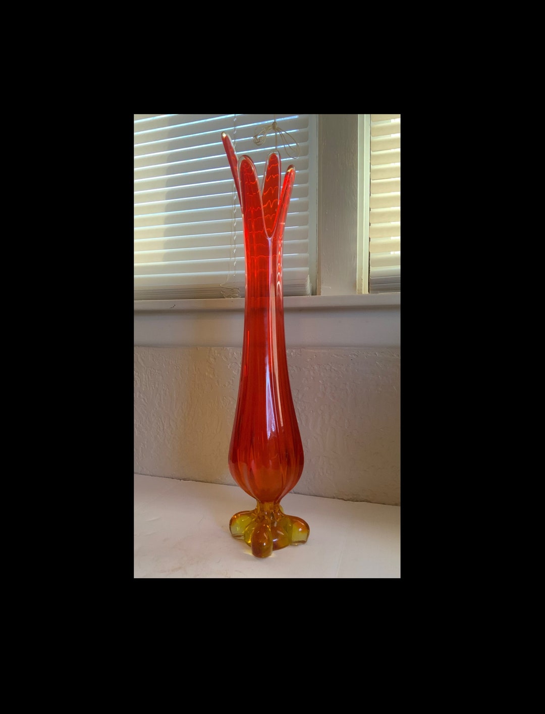 Swung Glass Vase Viking Orange Persimmon 21 Inch Tall - Etsy
