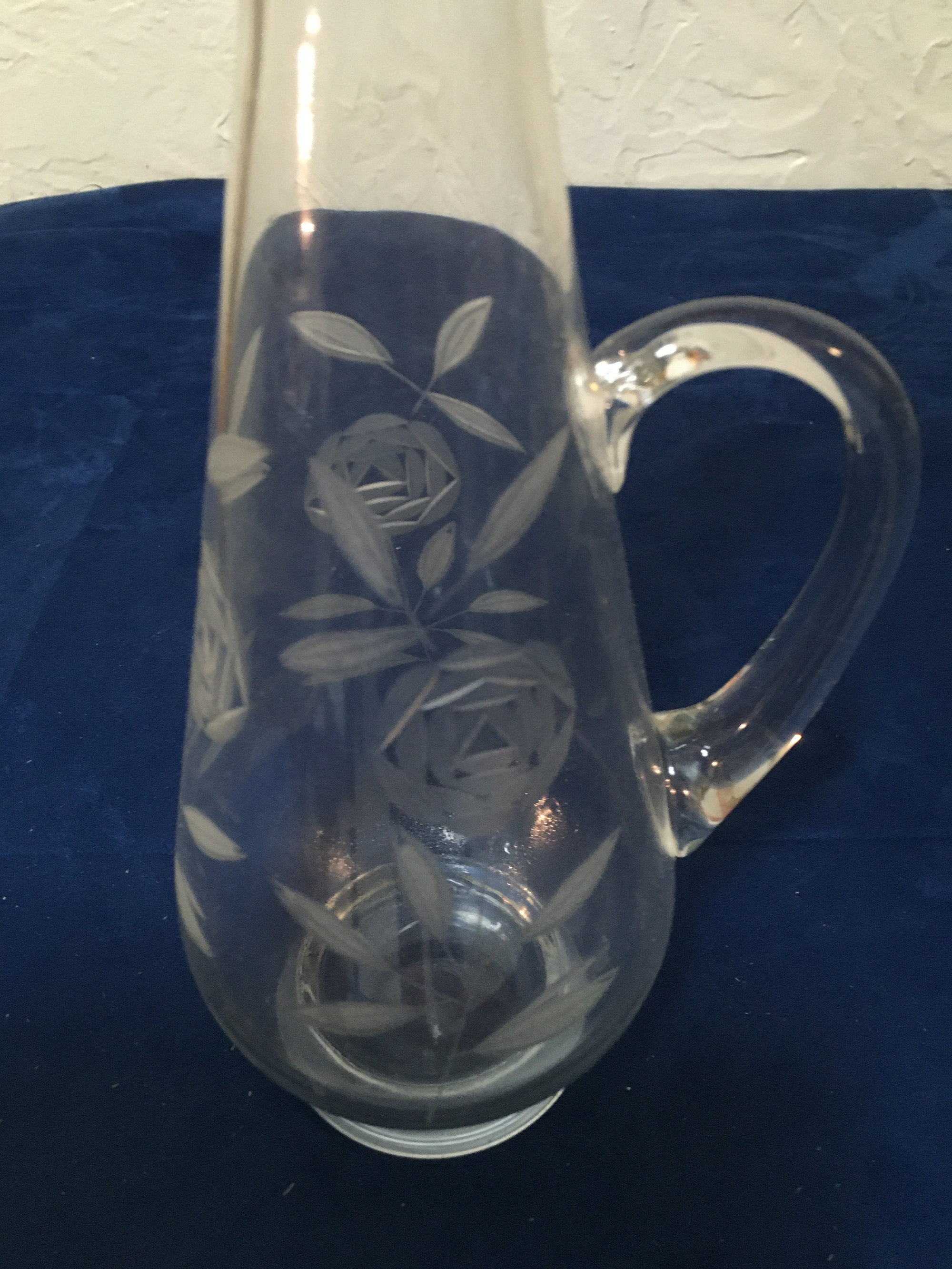 Vintage Cut Crystal Etched Roses Decanter Ewer 14 tall x Etsy