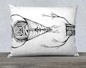 Decorative throw pillow - First Nations print pillow - decorative pillow - pillow sham - black and white - pencil sketch - original art