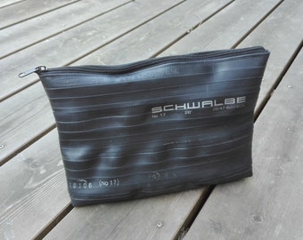 upcycled toiletry bag made from bicycle tubes