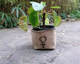 Planter made from coffee sack upcycled