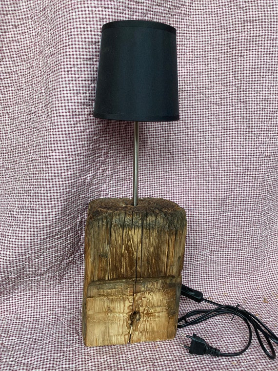 Reclaimed Wood Lamp Desk Lamp Wooden Beam Rustic Country House UNIKAT Shabby TIROL rustic wood
