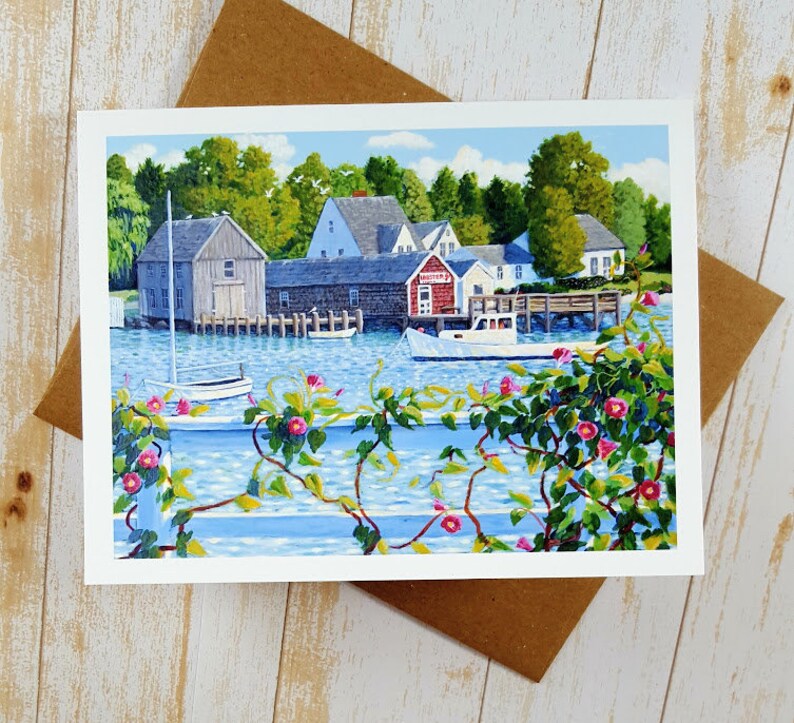 Maine Card Coastal Art Note Card Morning Glory Greeting Etsy