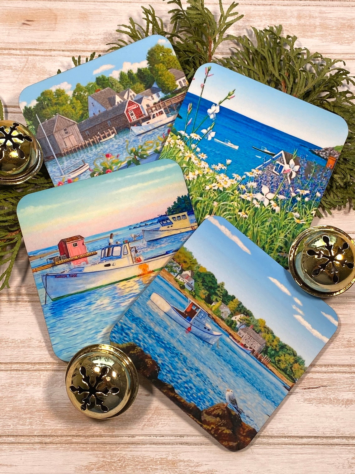 Maine Coast Coasters Coasters 4 Coaster Set Coastal Decor Etsy