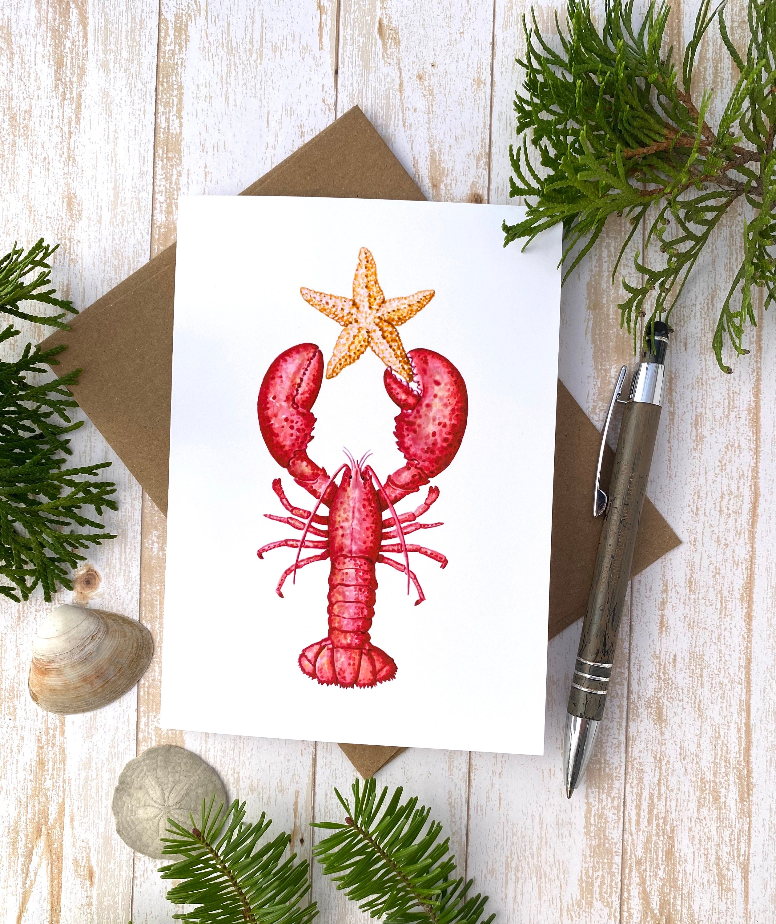Sea Glass Crab Mini Note Cards - Coastal Cottage