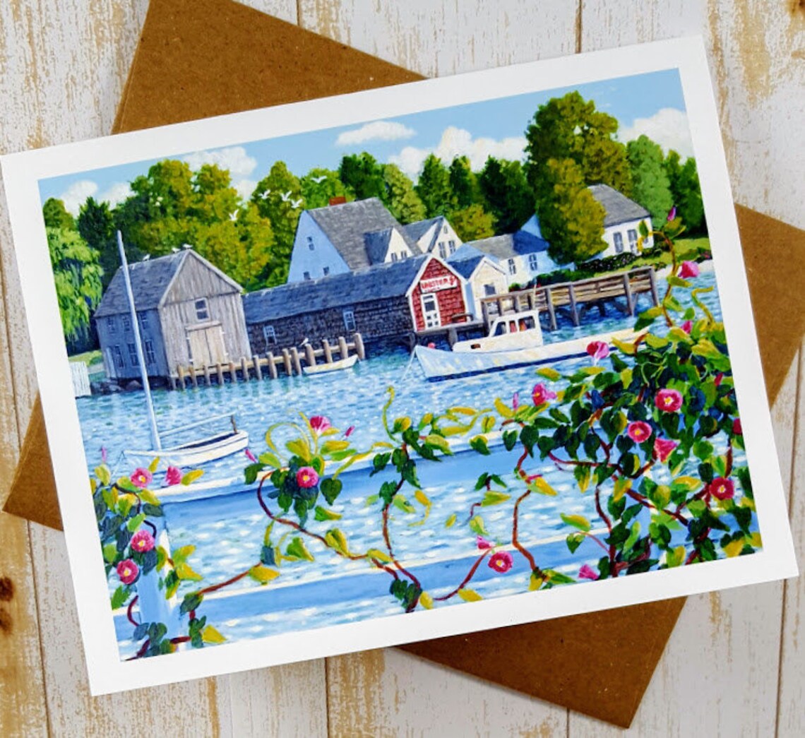 Maine Card Coastal Art Note Card Morning Glory Greeting Etsy